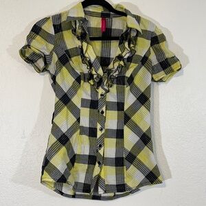 HEART SOUL Stylish Blouse, Yellow and Black Size Small